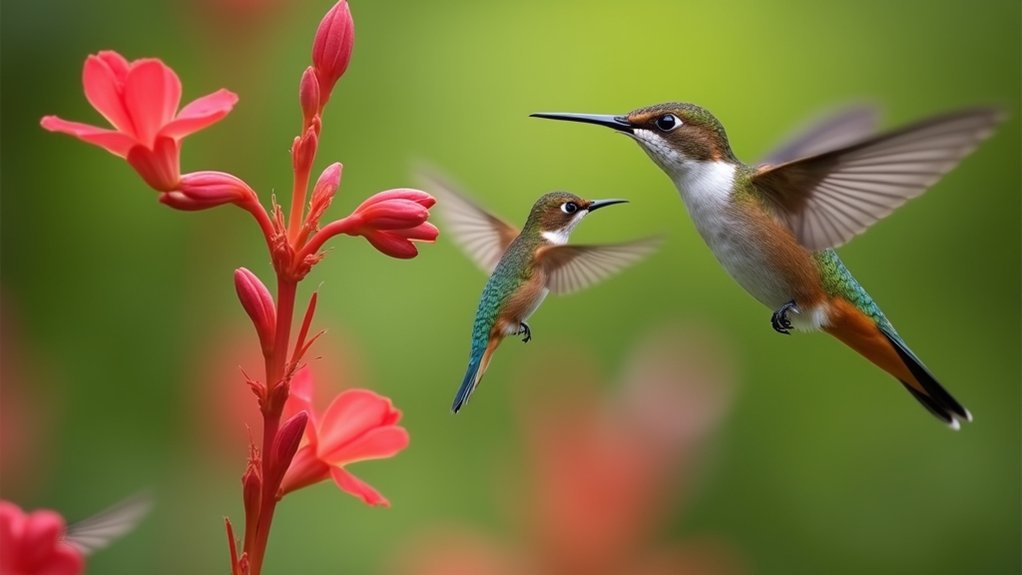 brief backward fluttering birds