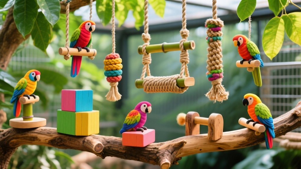 parrot toys and perches