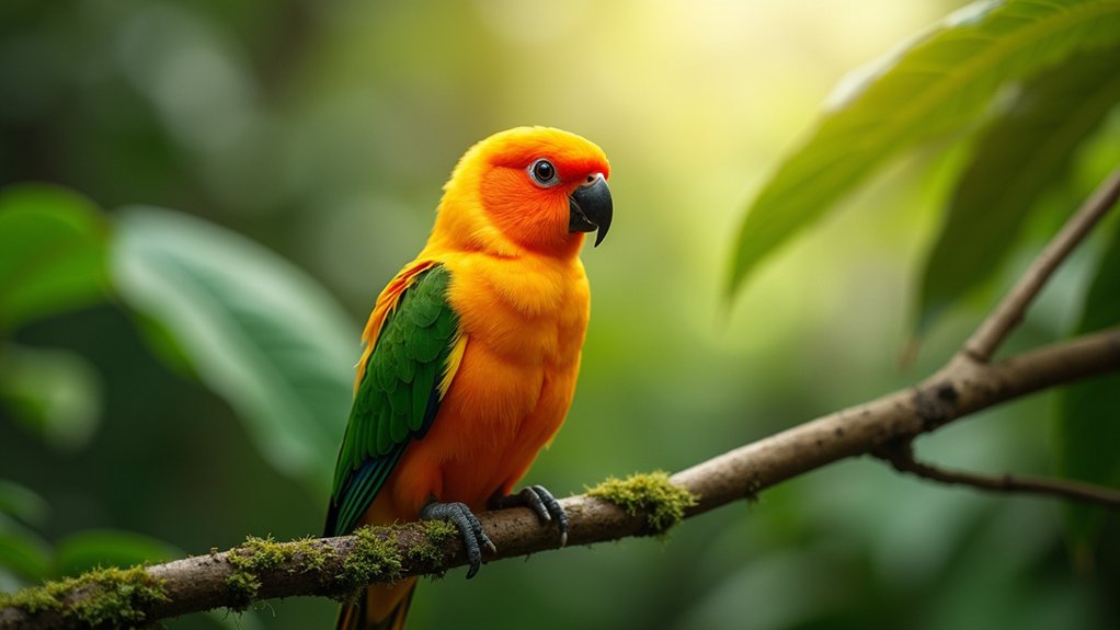 vibrant endangered rainforest bird