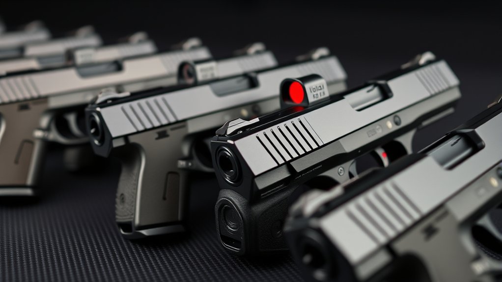 top closed emitter pistol optics