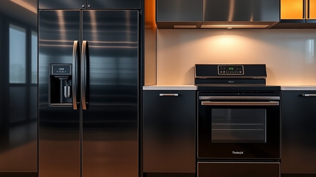 top black stainless appliances