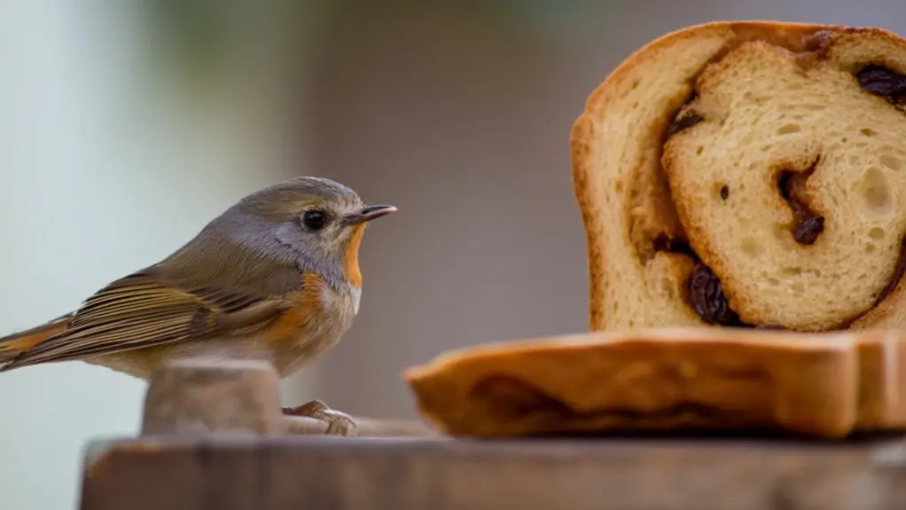 birds and cinnamon raisin bread