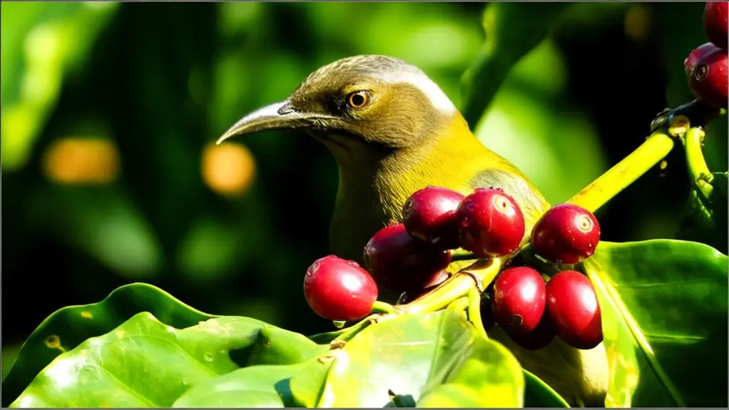 birds and coffee beans