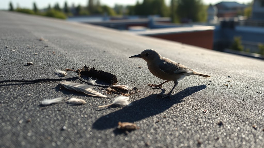 birds damage rubber roofs