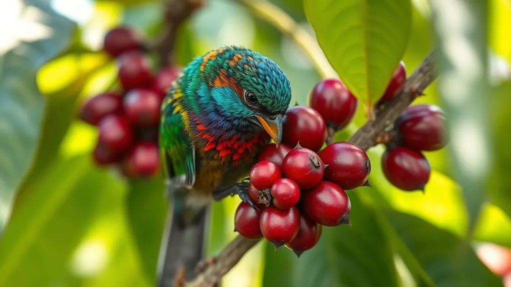 birds eat energy rich coffee beans