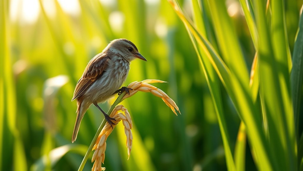 birds eat rice naturally