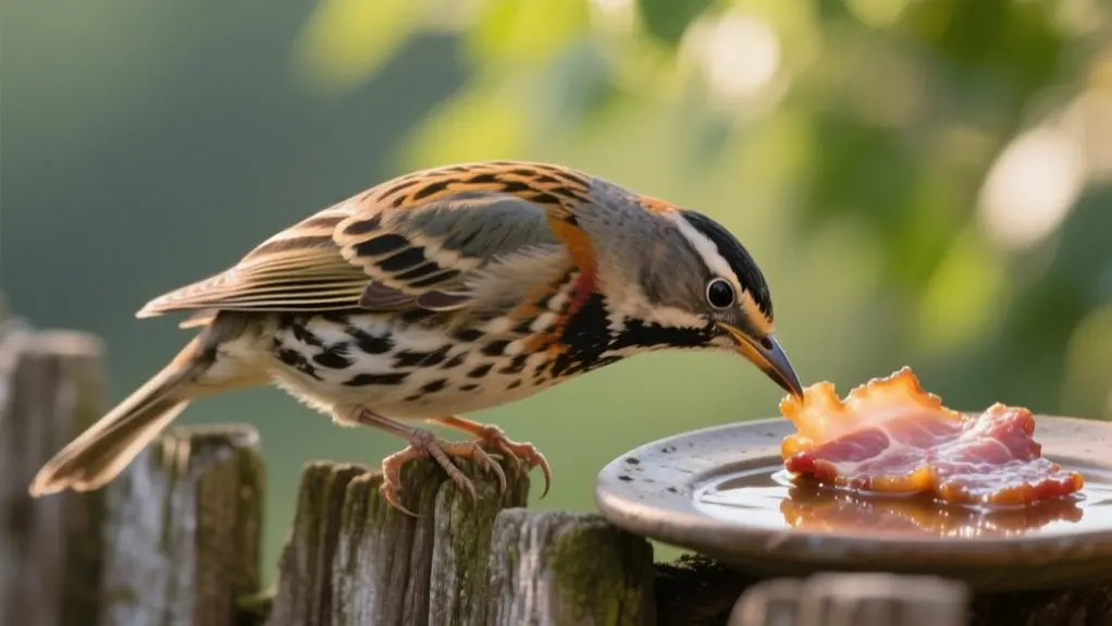 birds eating bacon fat