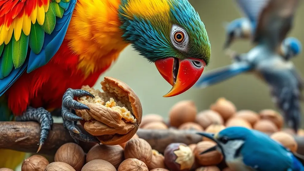 birds store nuts for winter