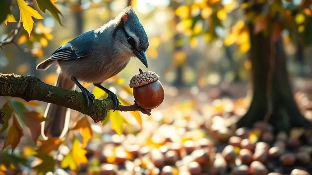 birds unique acorn feeding methods