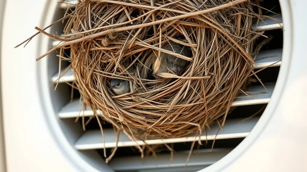 bird nests block vent airflow