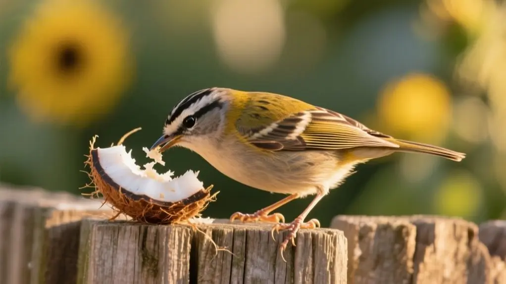 birds and dried coconut