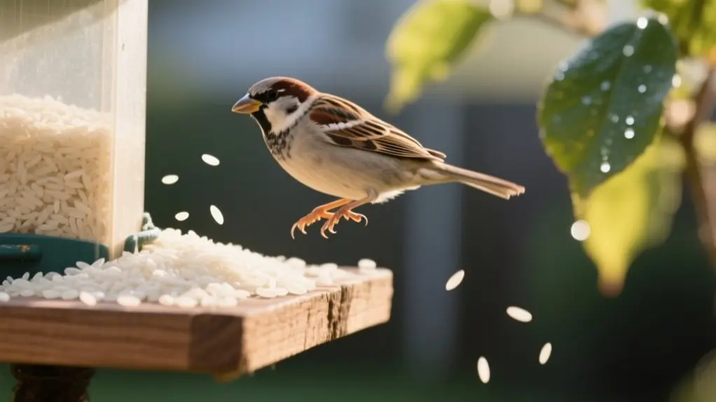 birds and dry rice