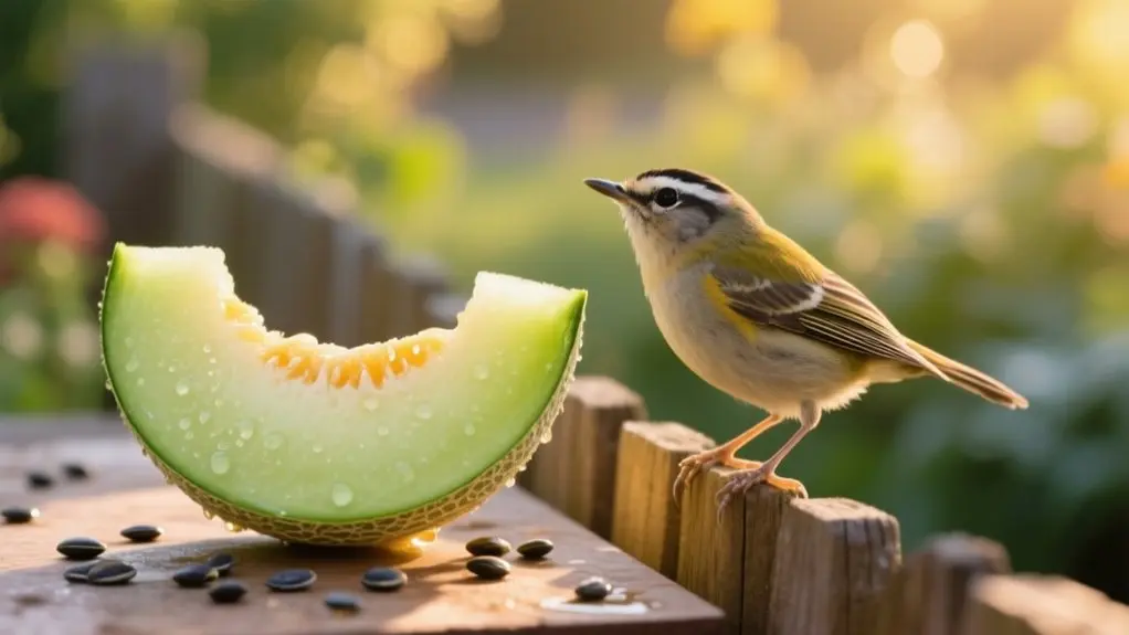 birds and honeydew melon