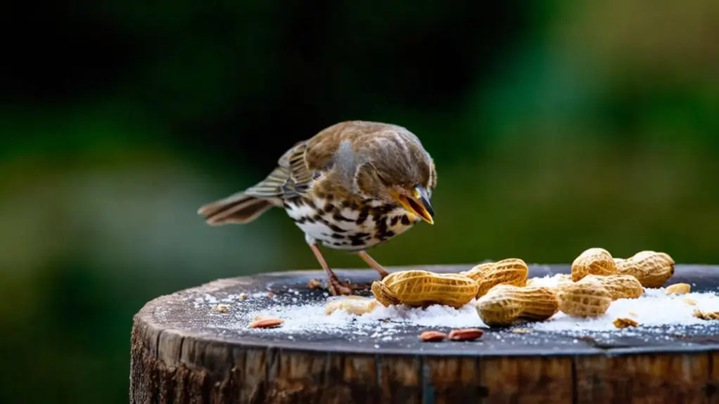 birds and salted peanuts