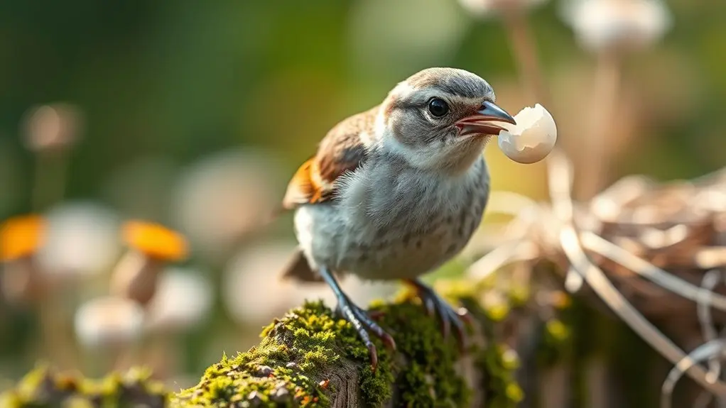 birds consume eggshells for calcium