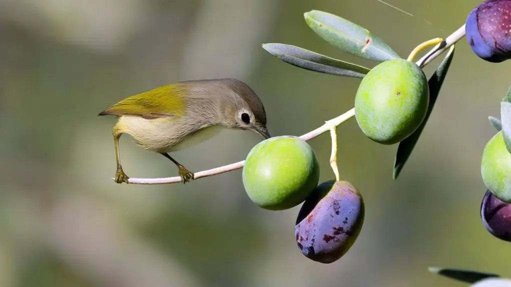 birds eating olives