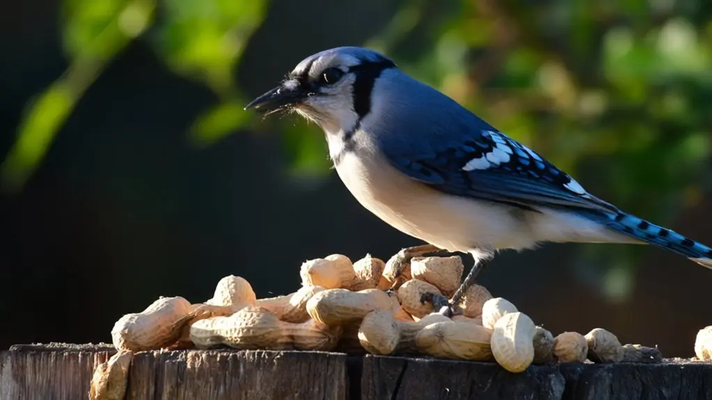birds eating raw peanuts