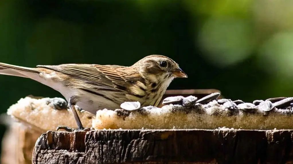birds eating salted seeds
