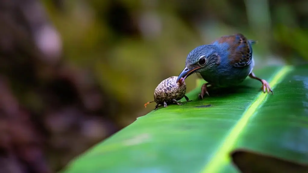 birds eating weevils