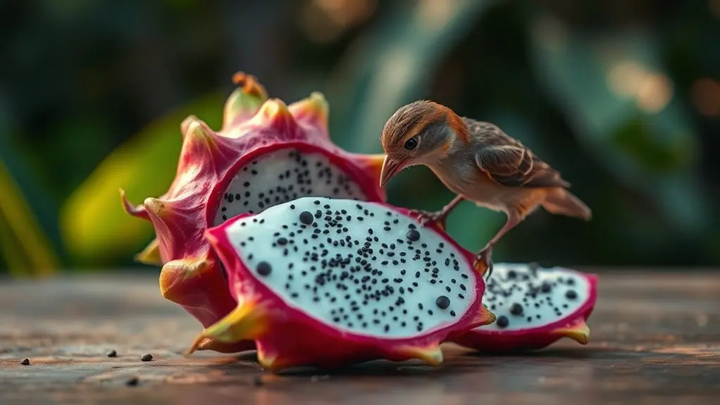 birds enjoy dragon fruit