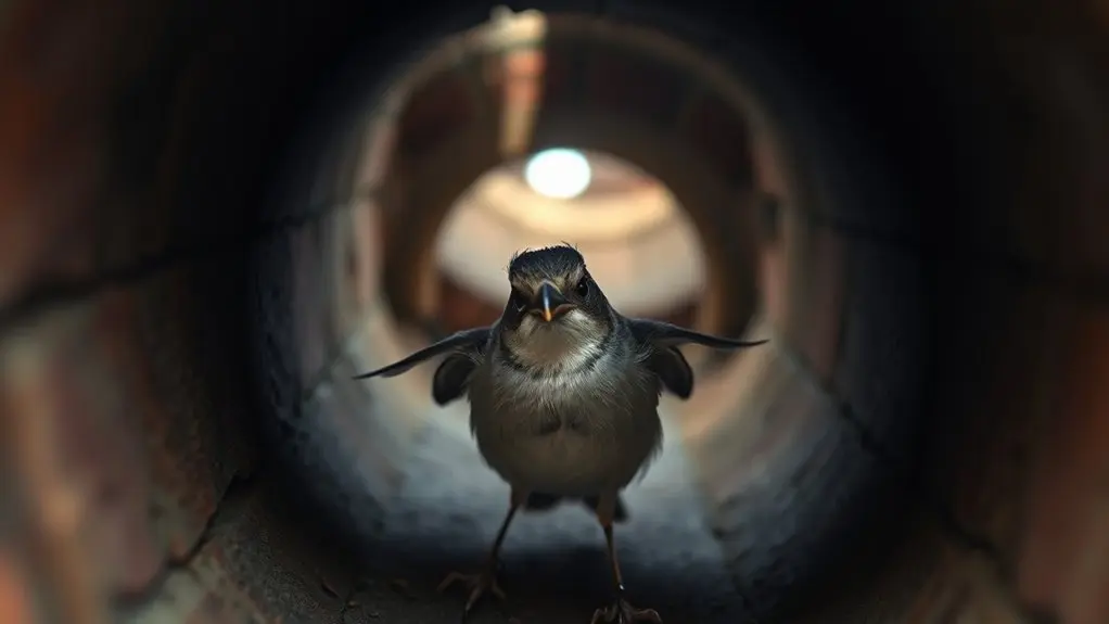 birds flutter panic and struggle