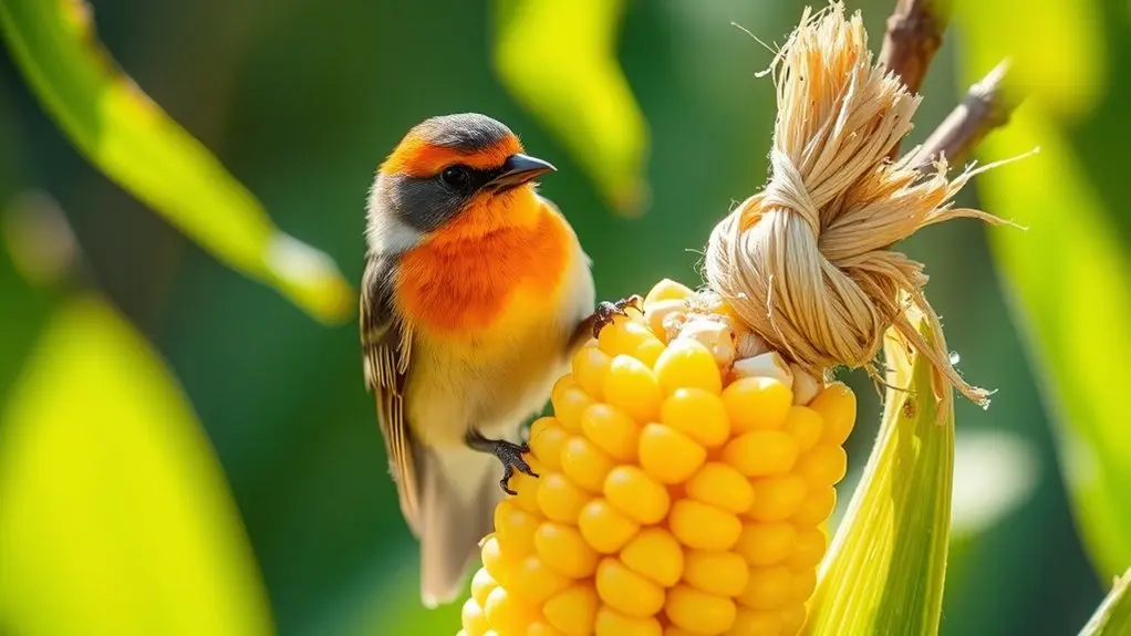 birds rely on raw corn