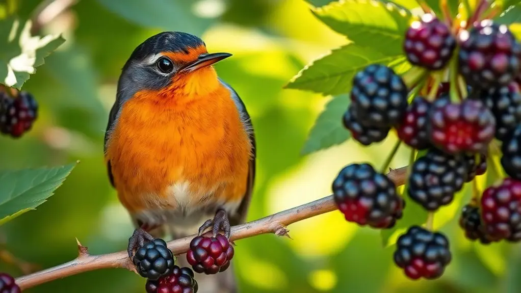 birds seasonal blackberry feeding