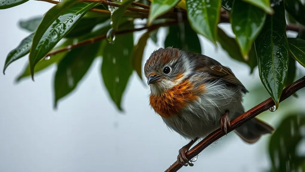 birds seek dry sheltered refuge
