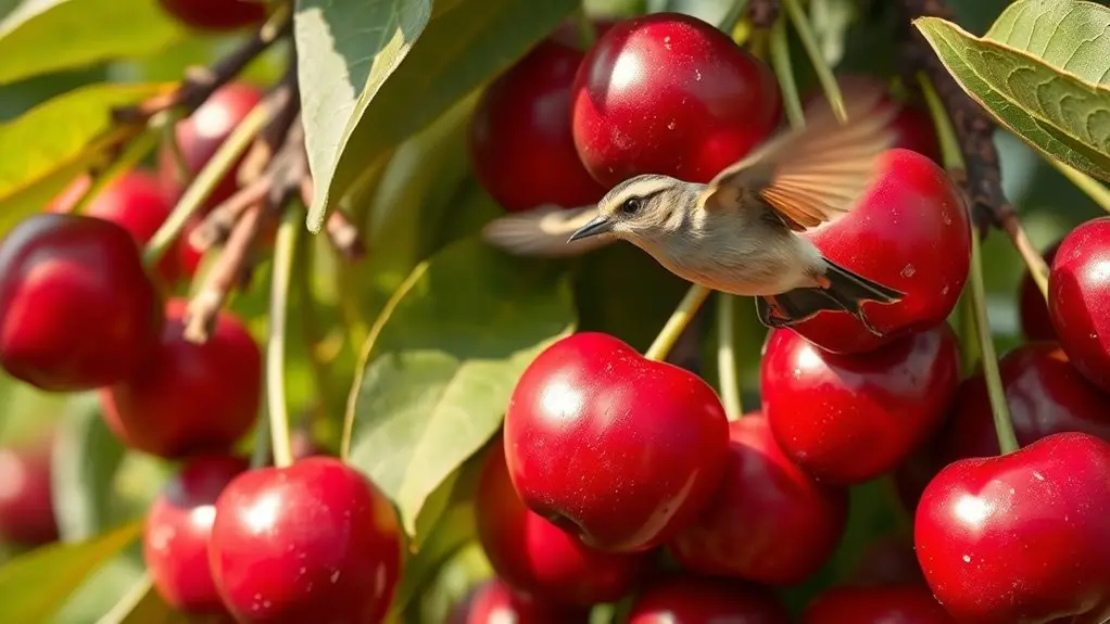 birds target ripe cherries