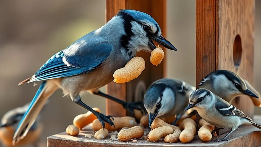 birds that eat raw peanuts