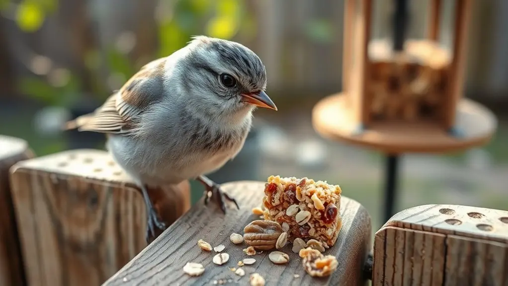 cautious granola bar feeding