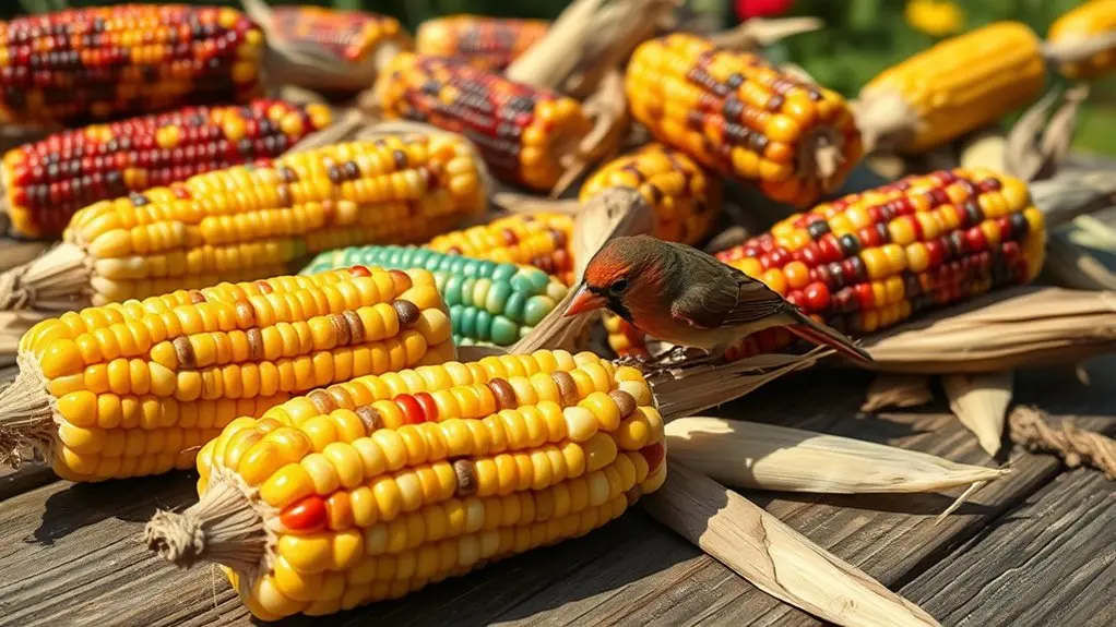 colorful corn attracts birds