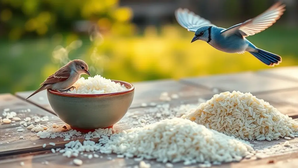 cooked rice attracts smaller birds