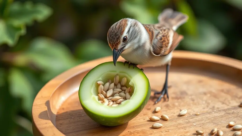 feed birds with cucumbers