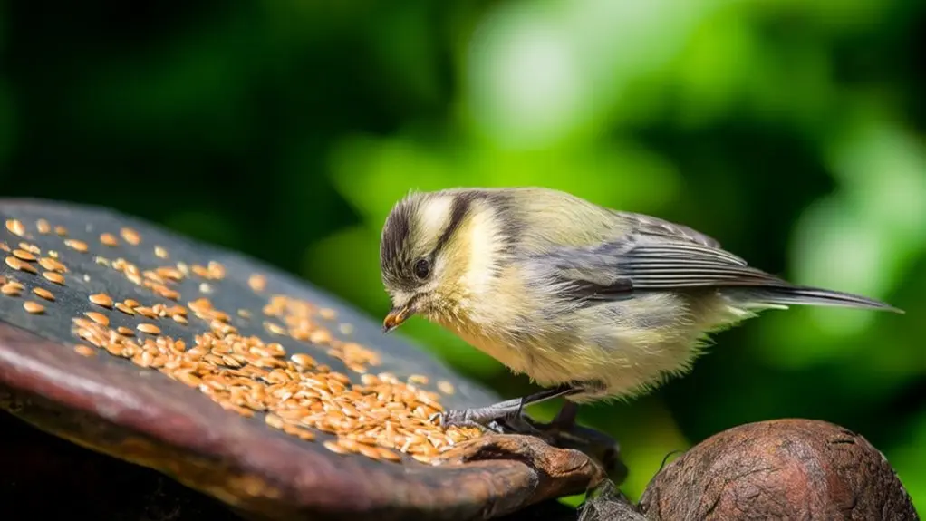 feeding birds flax seeds