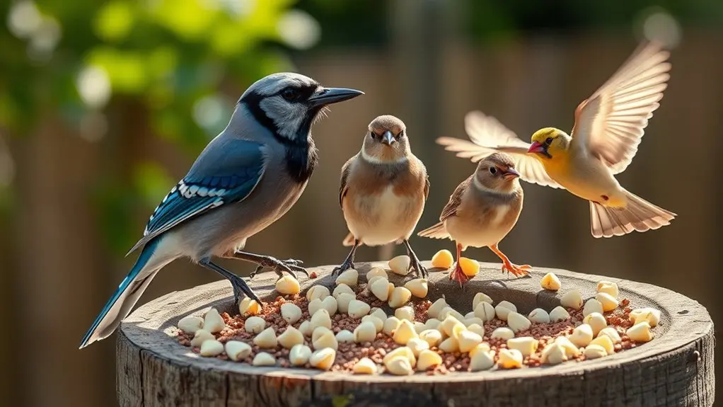 hemp hearts attract various birds