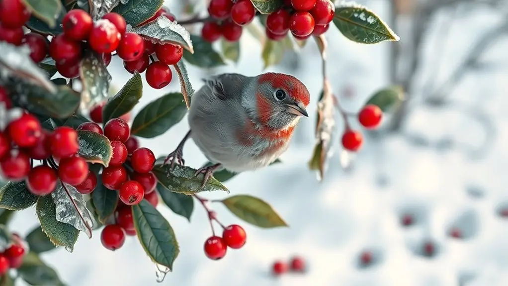 holly berries sustain winter birds