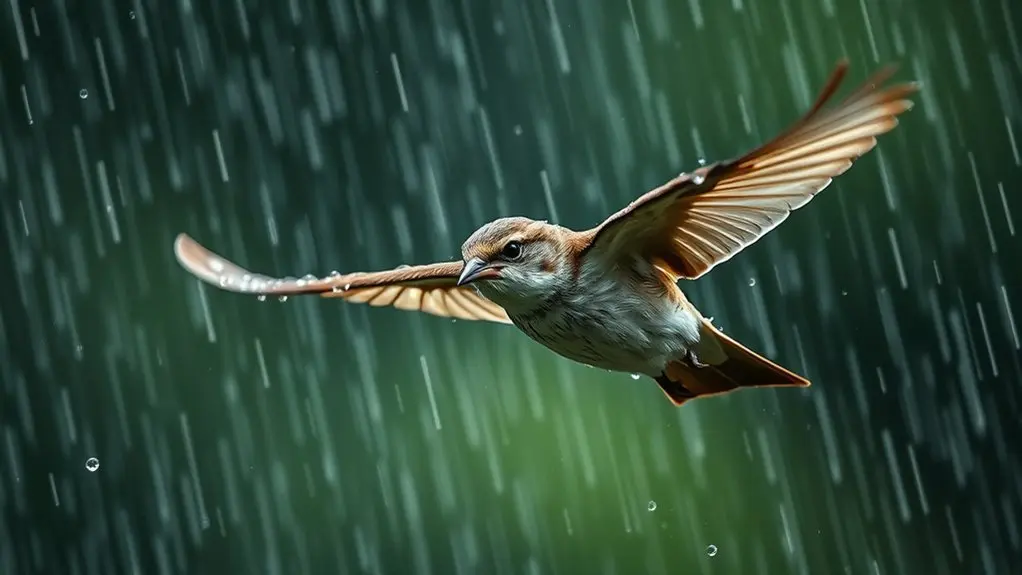 rain reduces flight efficiency