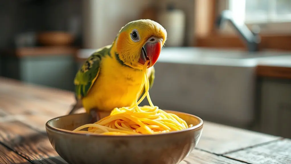 safe cooked pasta for birds