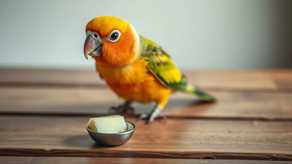 small cheese monitor bird